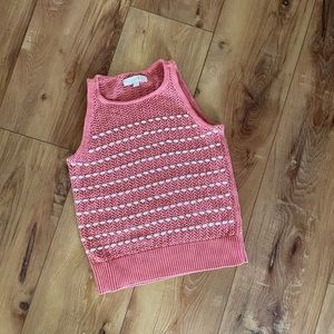 LOFT Sweater Tank XS Rose colored with white stripes